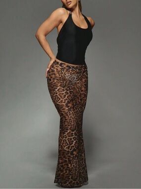 COMING: SHEIN MISSGUIDED Leopard Print Mesh Maxi Skirt